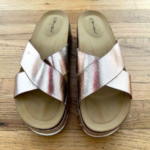 Pink and brown sandals. Lightly worn.